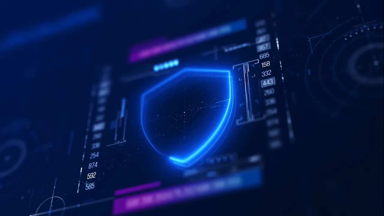 Digital shield graphic representing secure biometric data